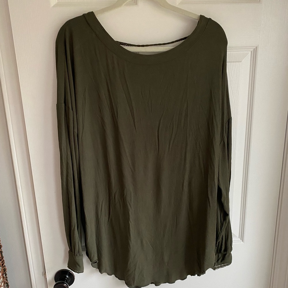 Free People Shimmy Shake Top Army - Size M